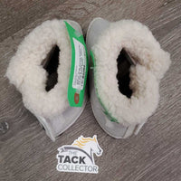 Pr Wrap Around Neoprene Bell Boots, Fleece Top, velcro *gc, mnr hair & frays, clean, clumpy
