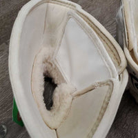 Pr Wrap Around Neoprene Bell Boots, Fleece Top, velcro *gc, mnr hair & frays, clean, clumpy
