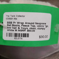 Pr Wrap Around Neoprene Bell Boots, Fleece Top, velcro *gc, mnr hair & frays, clean, clumpy
