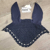 Crochet Fly Veil Ear Bonnet, 2x Bling *vgc/gc, mnr hair, clean, loose & missing bling
