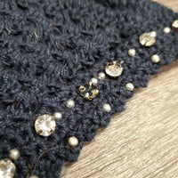 Crochet Fly Veil Ear Bonnet, 2x Bling *vgc/gc, mnr hair, clean, loose & missing bling
