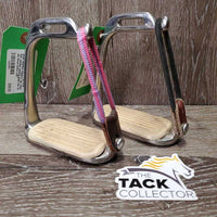 2 Safety Stirrup Irons, grips, elastics, keepers *gc, clean, mnr residue, peeling grips, hair tie els
