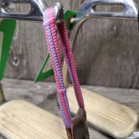 2 Safety Stirrup Irons, grips, elastics, keepers *gc, clean, mnr residue, peeling grips, hair tie els
