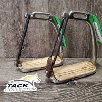 Pr Safety Stirrup Irons, grips, elastics, keepers *gc, clean, peeling grips, scratches, residue
