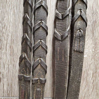 Monocrown Dressage Bridle, Crank, Bling, Braided Reins *gc, clean, rubs, faded, dirt & residue, Browband: mismatched, peeling & missing bling
