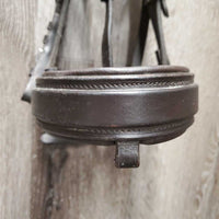 Monocrown Dressage Bridle, Crank, Bling, Braided Reins *gc, clean, rubs, faded, dirt & residue, Browband: mismatched, peeling & missing bling

