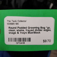 Round Padded Grooming Bag *gc, clean, stains, frayed divider edges, snags & frays
