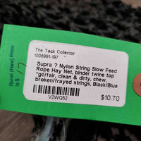 Nylon String Slow Feed Rope Hay Net, binder twine top *gc/fair, clean & dirty, chew, broken/frayed strings
