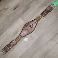Leather & Long Elastic Sm Belly Girth, D Ring, Tab/Strap *vgc/gc, mnr rubs, dirt?residue, stains & jockies, clean
