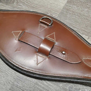 Leather & Long Elastic Sm Belly Girth, D Ring, Tab/Strap *vgc/gc, mnr rubs, dirt?residue, stains & jockies, clean