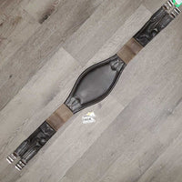 Leather & Long Elastic Sm Belly Girth, D Ring, Tab/Strap *vgc/gc, mnr rubs, dirt?residue, stains & jockies, clean
