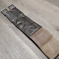 Leather & Long Elastic Sm Belly Girth, D Ring, Tab/Strap *vgc/gc, mnr rubs, dirt?residue, stains & jockies, clean