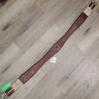 Flat Padded Leather Girth, 2x Els, D Ring *gc, clean, dirty seams, dirt jockies, faded, rubs, stretched, stains
