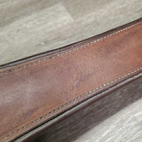 Flat Padded Leather Girth, 2x Els, D Ring *gc, clean, dirty seams, dirt jockies, faded, rubs, stretched, stains
