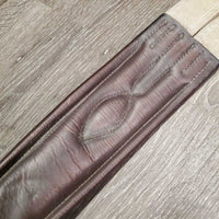 Flat Padded Leather Girth, 2x Els, D Ring *gc, clean, dirty seams, dirt jockies, faded, rubs, stretched, stains