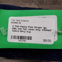 2 Thin Fleece Polo Wraps *gc, pills, mnr hair, clean, linty, trimmed velcro
