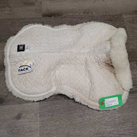 Quilt Sheepskin Half Pad *gc, clean, stains, crunchy, stiff, puckers, cut tabs, pills, mnr hair