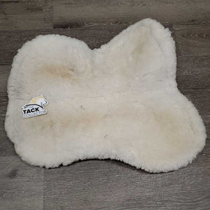 Quilt Sheepskin Half Pad *gc, clean, stains, crunchy, stiff, puckers, cut tabs, pills, mnr hair