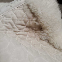 Quilt Sheepskin Half Pad *gc, clean, stains, crunchy, stiff, puckers, cut tabs, pills, mnr hair
