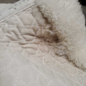 Quilt Sheepskin Half Pad *gc, clean, stains, crunchy, stiff, puckers, cut tabs, pills, mnr hair