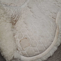 Quilt Sheepskin Half Pad *gc, clean, stains, crunchy, stiff, puckers, cut tabs, pills, mnr hair
