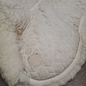Quilt Sheepskin Half Pad *gc, clean, stains, crunchy, stiff, puckers, cut tabs, pills, mnr hair