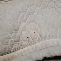 Quilt Sheepskin Half Pad *gc, clean, stains, crunchy, stiff, puckers, cut tabs, pills, mnr hair
