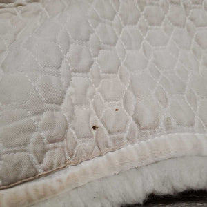 Quilt Sheepskin Half Pad *gc, clean, stains, crunchy, stiff, puckers, cut tabs, pills, mnr hair