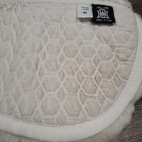 Quilt Sheepskin Half Pad *gc, clean, stains, crunchy, stiff, puckers, cut tabs, pills, mnr hair

