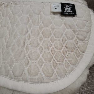 Quilt Sheepskin Half Pad *gc, clean, stains, crunchy, stiff, puckers, cut tabs, pills, mnr hair