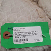 Quilt Sheepskin Half Pad *gc, clean, stains, crunchy, stiff, puckers, cut tabs, pills, mnr hair