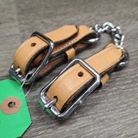 Hvy Leather Chain Curb Strap, Buckles *vgc, mnr rubs & stains
