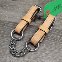 Hvy Leather Chain Curb Strap, Buckles *vgc, mnr rubs & stains
