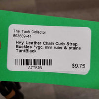 Hvy Leather Chain Curb Strap, Buckles *vgc, mnr rubs & stains
