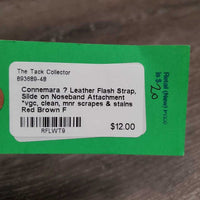 Leather Flash Strap, Slide on Noseband Attachment *vgc, clean, mnr scrapes & stains
