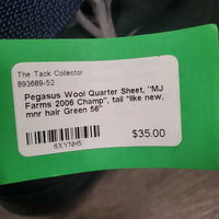 Wool Quarter Sheet, "MJ Farms 2006 Champ", tail *like new, mnr hair
