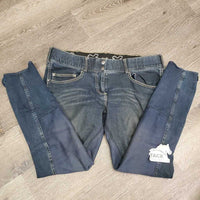 Full Seat Jean Breeches *gc, puckers, v.stained, weak velcro, dirt, rubs, pills
