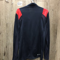 LS Sun Shirt, 1/4 Zip up, mesh sleeves *vgc, rubs, snags & runs, peeled logos, mesh residue
