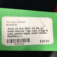 LS Sun Shirt, 1/4 Zip up, mesh sleeves *vgc, rubs, snags & runs, peeled logos, mesh residue
