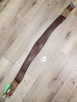 Padded Leather Girth, 2x els, 3x D Ring *vgc/gc, clean, rubs, faded, scratches, dry, deep/hard creases, stretched els
