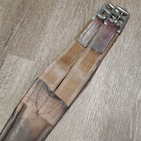 Padded Leather Girth, 2x els, 3x D Ring *vgc/gc, clean, rubs, faded, scratches, dry, deep/hard creases, stretched els
