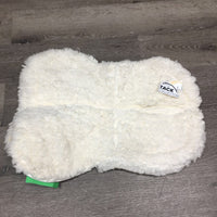 Sheepskin Quilt Half Pad, rolled edges *vgc, clean, v. clumpy, mnr stains, hair, threads