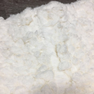 Sheepskin Quilt Half Pad, rolled edges *vgc, clean, v. clumpy, mnr stains, hair, threads