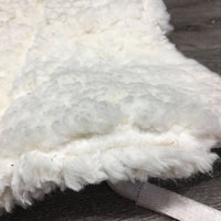 Sheepskin Quilt Half Pad, rolled edges *vgc, clean, v. clumpy, mnr stains, hair, threads
