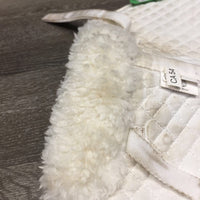 Sheepskin Quilt Half Pad, rolled edges *vgc, clean, v. clumpy, mnr stains, hair, threads
