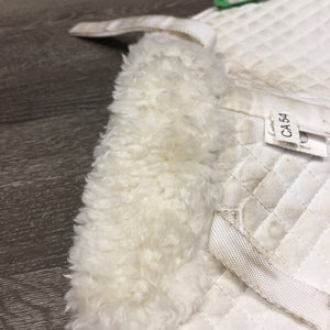Sheepskin Quilt Half Pad, rolled edges *vgc, clean, v. clumpy, mnr stains, hair, threads