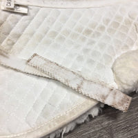 Sheepskin Quilt Half Pad, rolled edges *vgc, clean, v. clumpy, mnr stains, hair, threads
