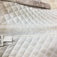 Sheepskin Quilt Half Pad, rolled edges *vgc, clean, v. clumpy, mnr stains, hair, threads