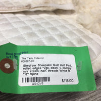 Sheepskin Quilt Half Pad, rolled edges *vgc, clean, v. clumpy, mnr stains, hair, threads
