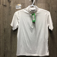 JUNIORS SS Show Shirt, 1/3 zip up *gc, older, seam rubs & frays, mnr snags, dingy
